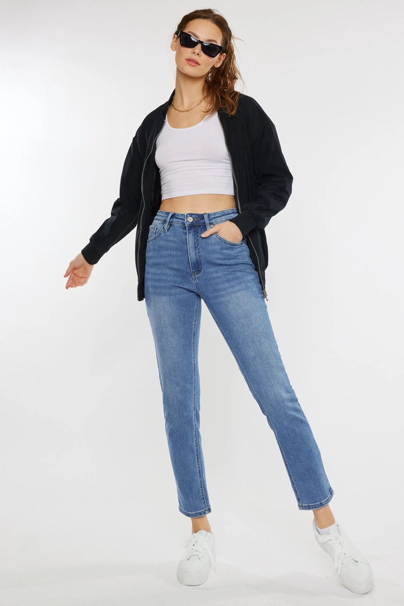 Adaline Essentials High Rise Slim Straight Leg  Jeans
