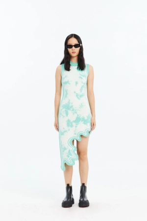 BROOKLYN ECO TIE DYE WAVY ASYMMETRIC DRESS