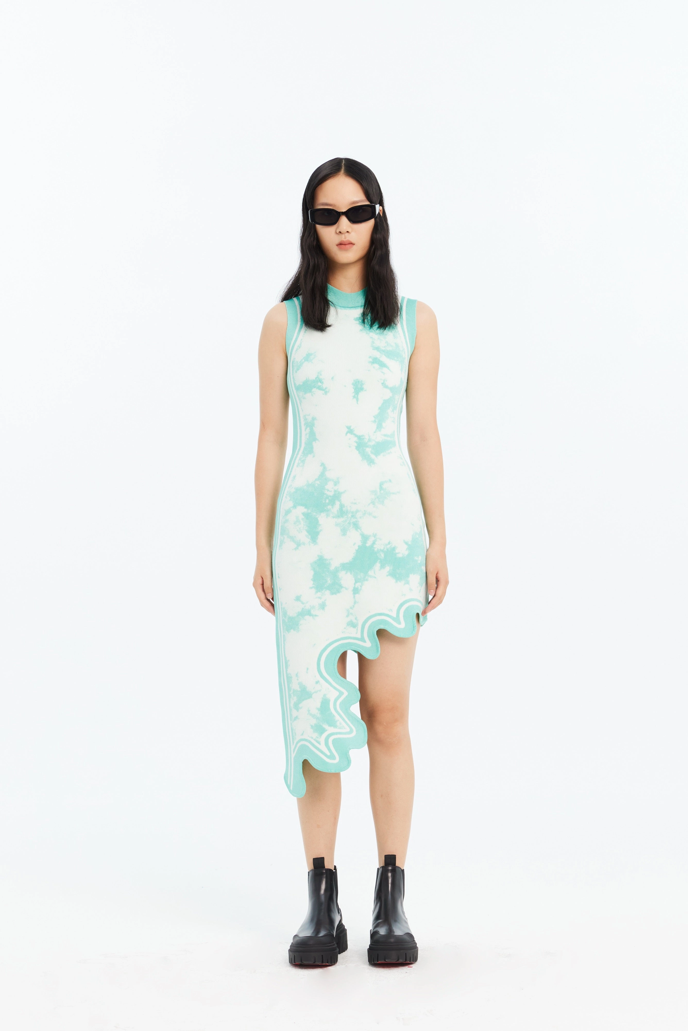 BROOKLYN ECO TIE DYE WAVY ASYMMETRIC DRESS