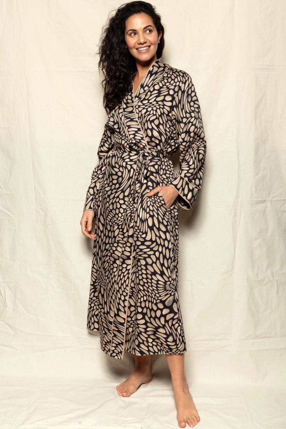 Carnaby Pebble Print Long Dressing Gown, Size UK 8