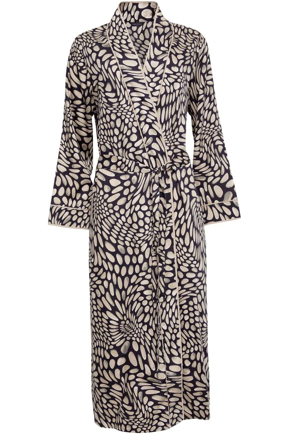 Carnaby Pebble Print Long Dressing Gown, Size UK 8