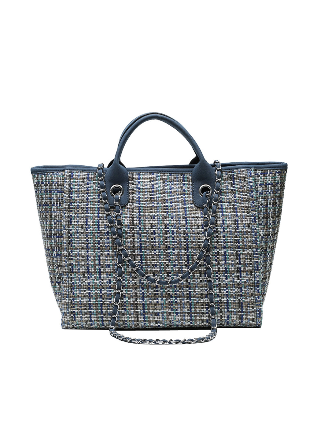 Chic Tweed Chain Tote Bag
