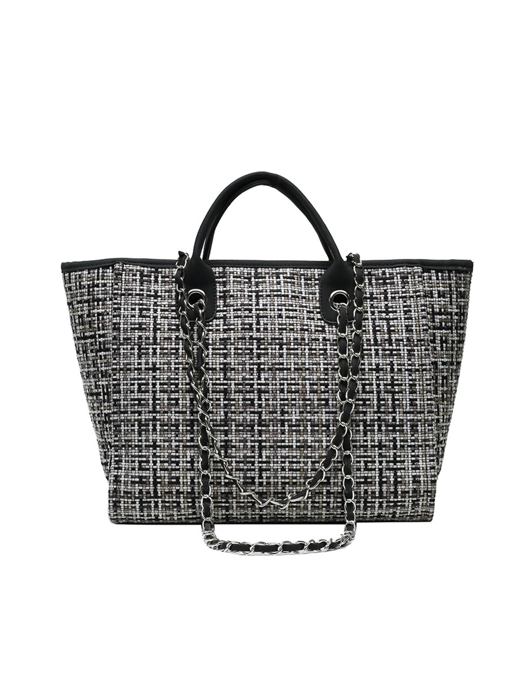 Chic Tweed Chain Tote Bag