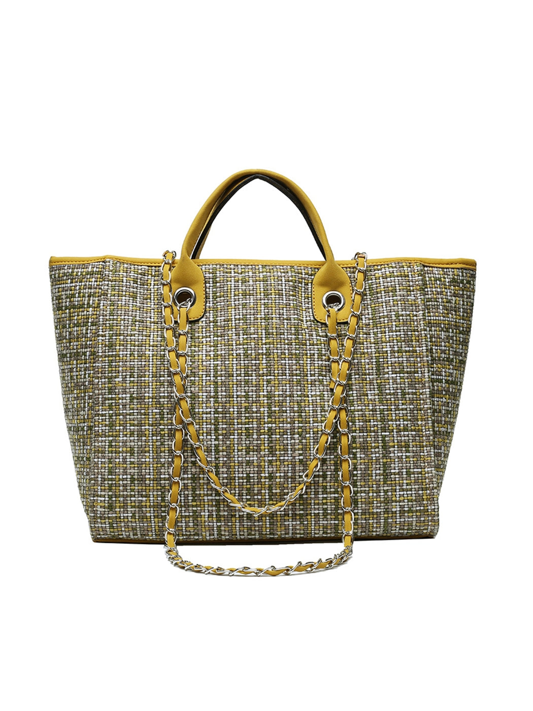 Chic Tweed Chain Tote Bag