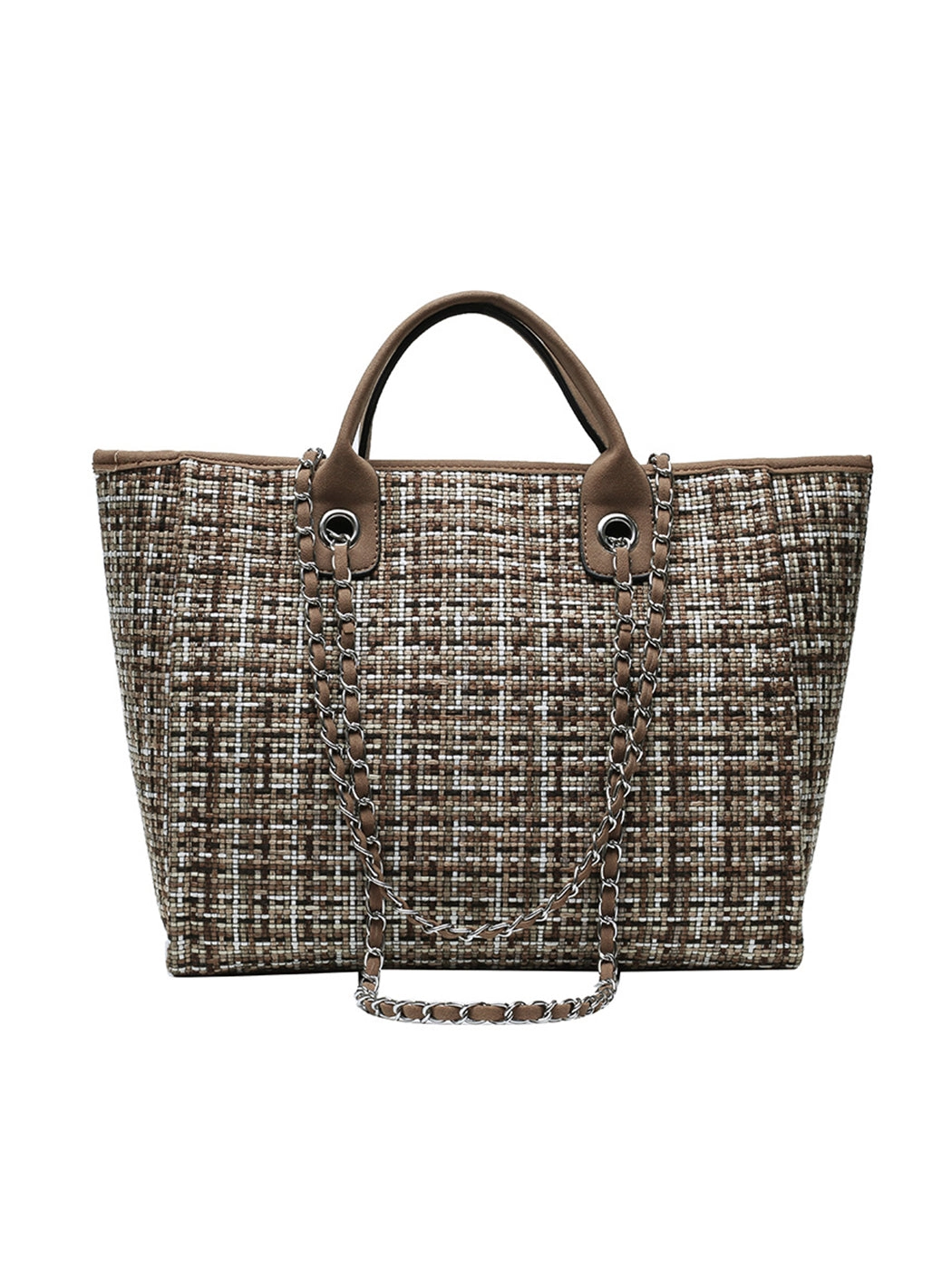 Chic Tweed Chain Tote Bag