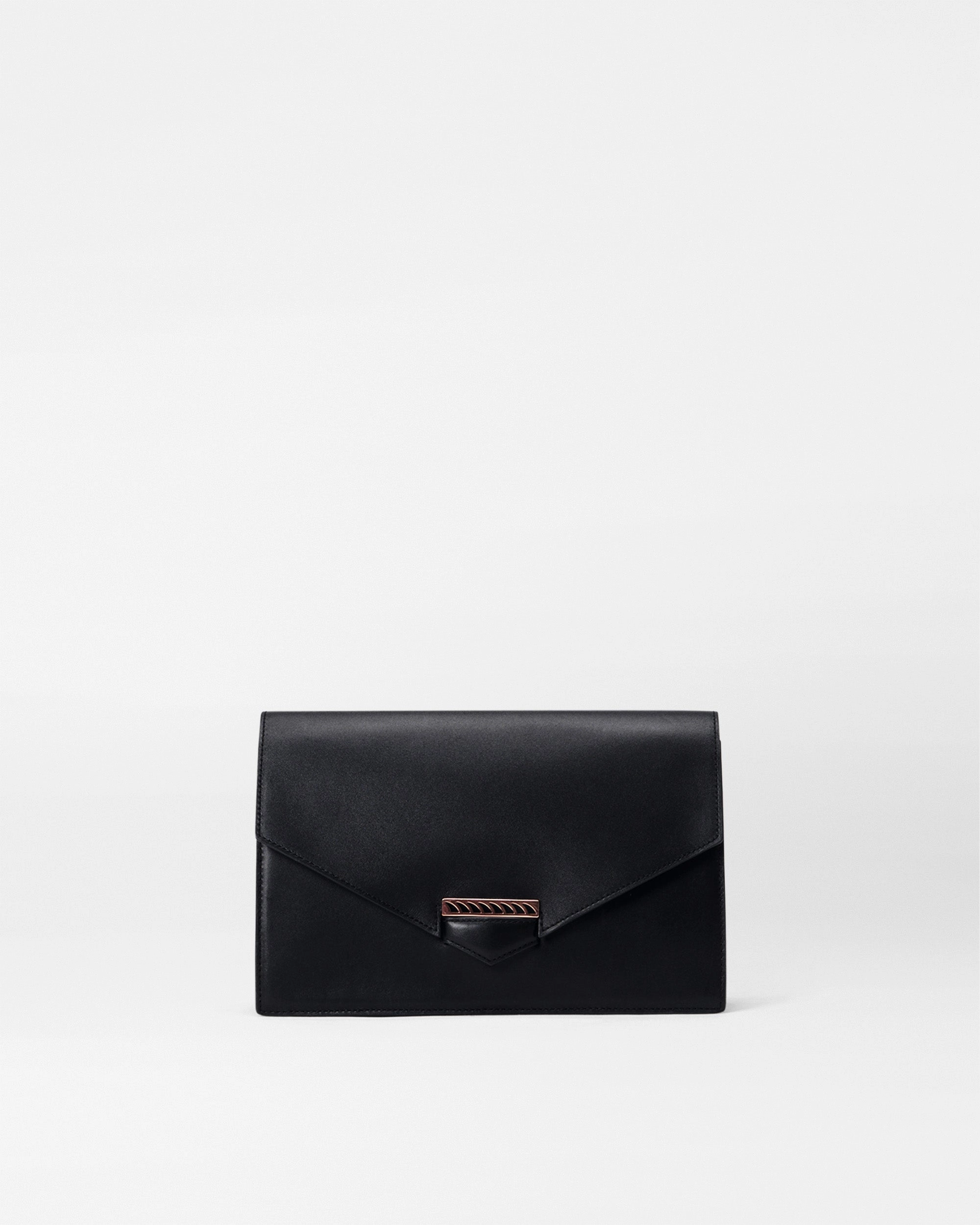 Dezso Black Leather Finn Clutch