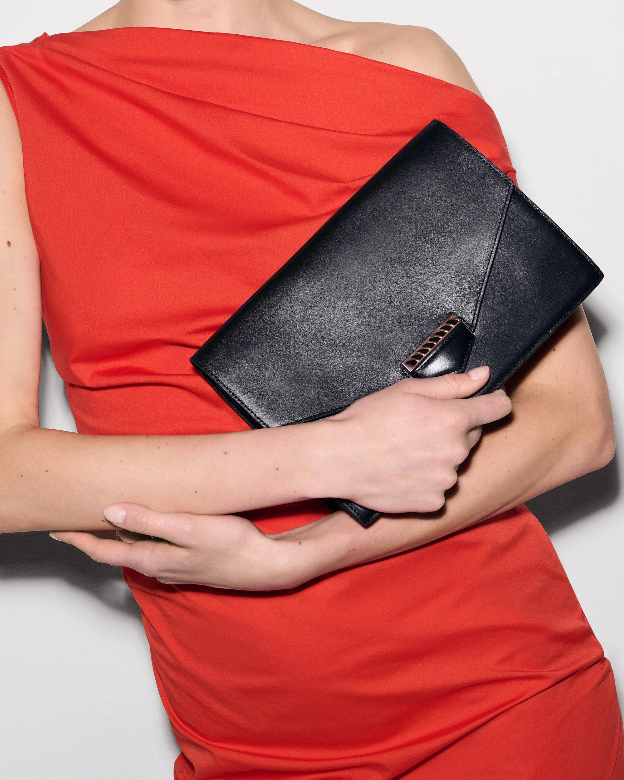 Dezso Black Leather Finn Clutch