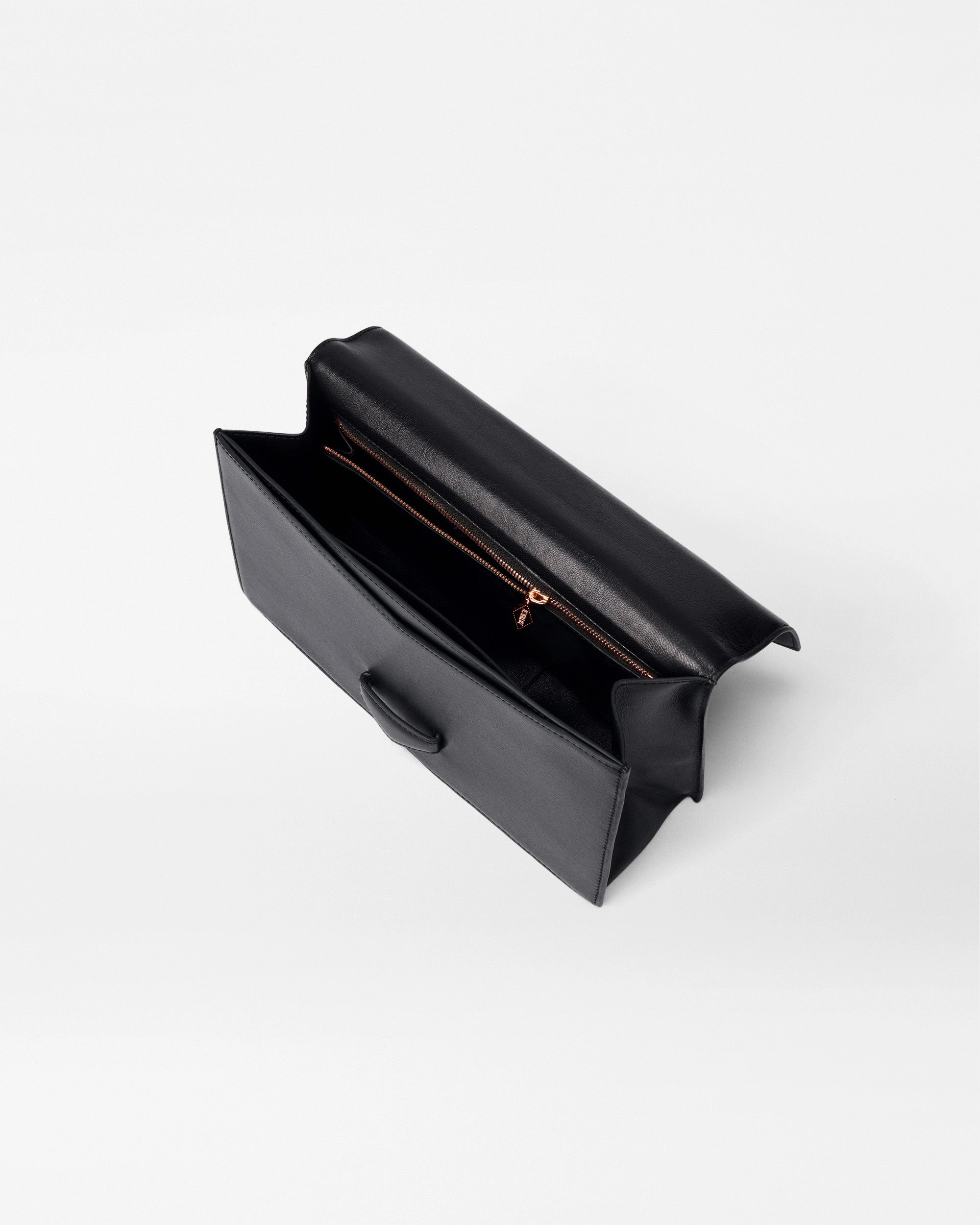 Dezso Black Leather Finn Clutch