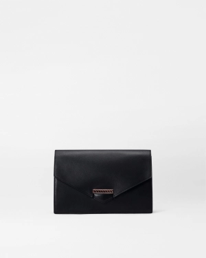 Dezso Black Leather Finn Clutch