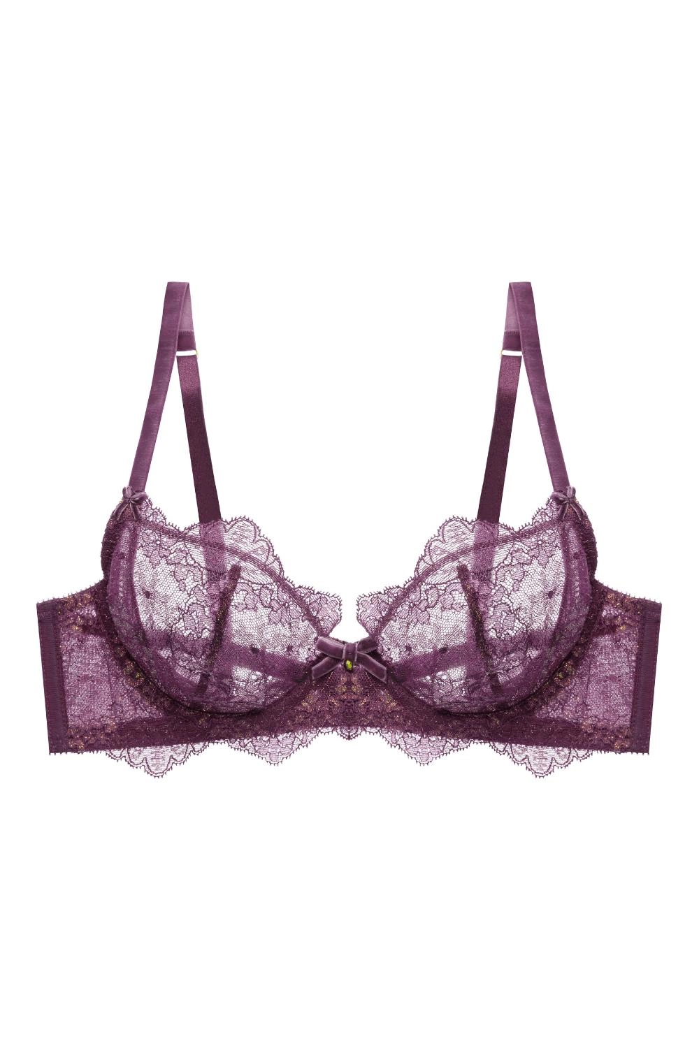 Dita Von Teese Lurex Lace Unlined Bra Amethyst