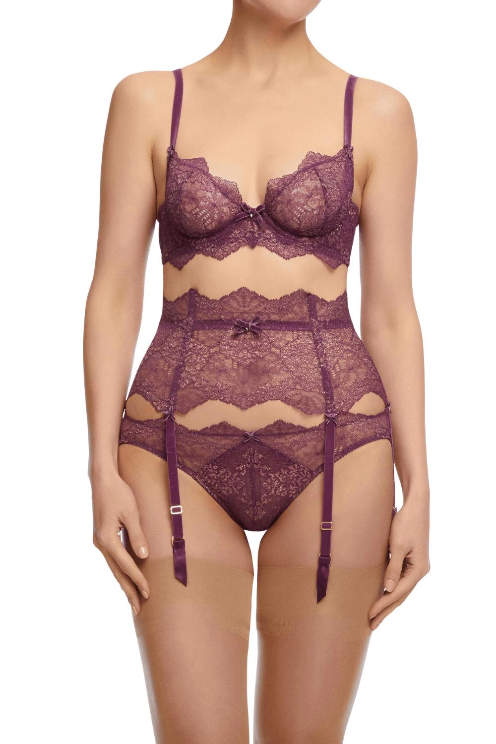 Dita Von Teese Lurex Lace Unlined Bra Amethyst