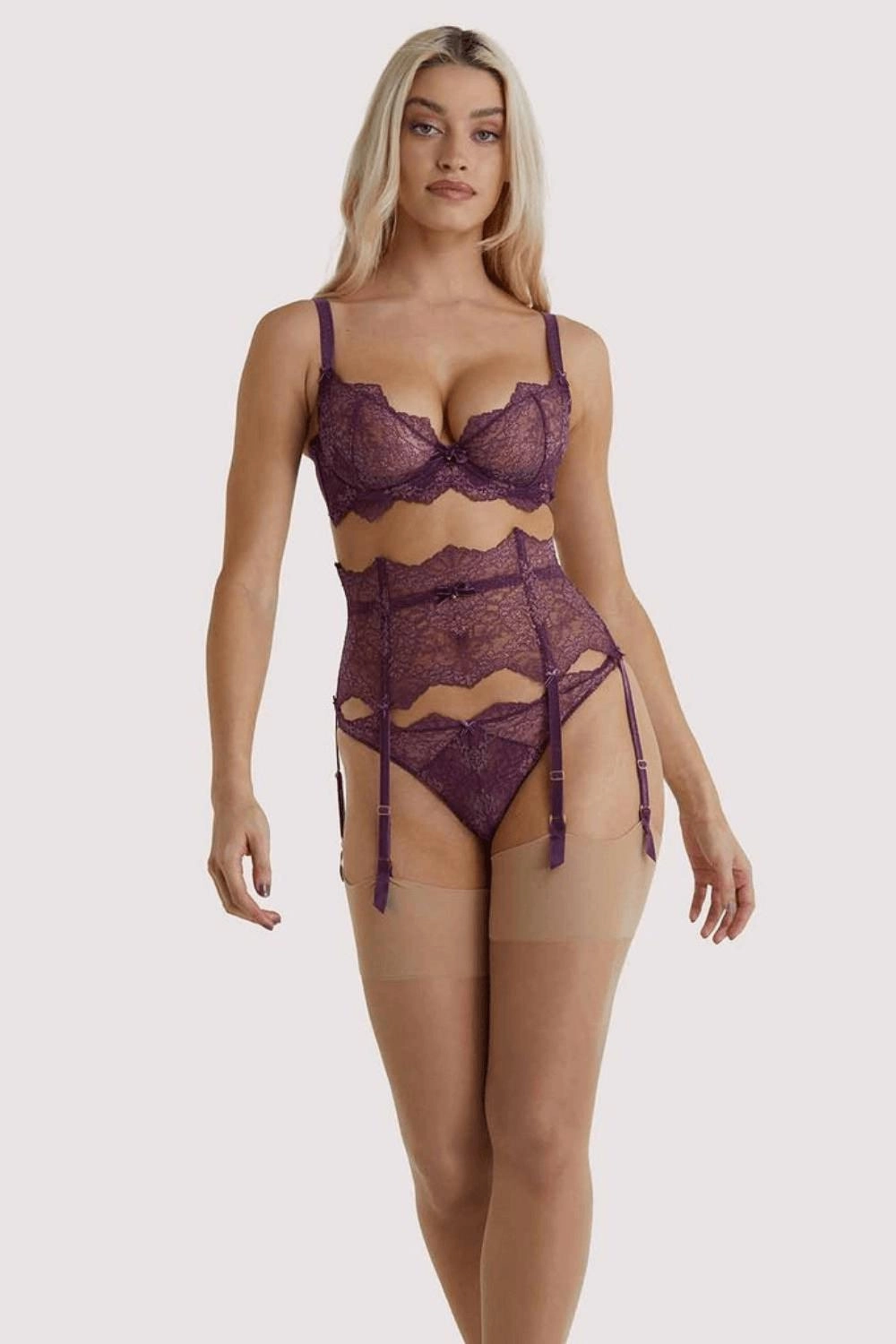 Dita Von Teese Lurex Lace Unlined Bra Amethyst