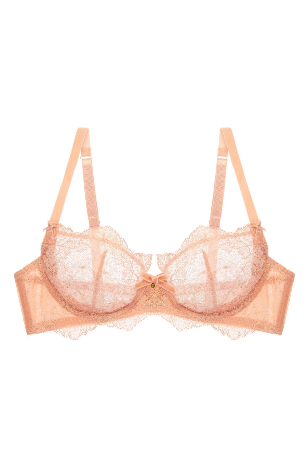 Dita Von Teese Lurex Lace Unlined Bra Vintage Peach