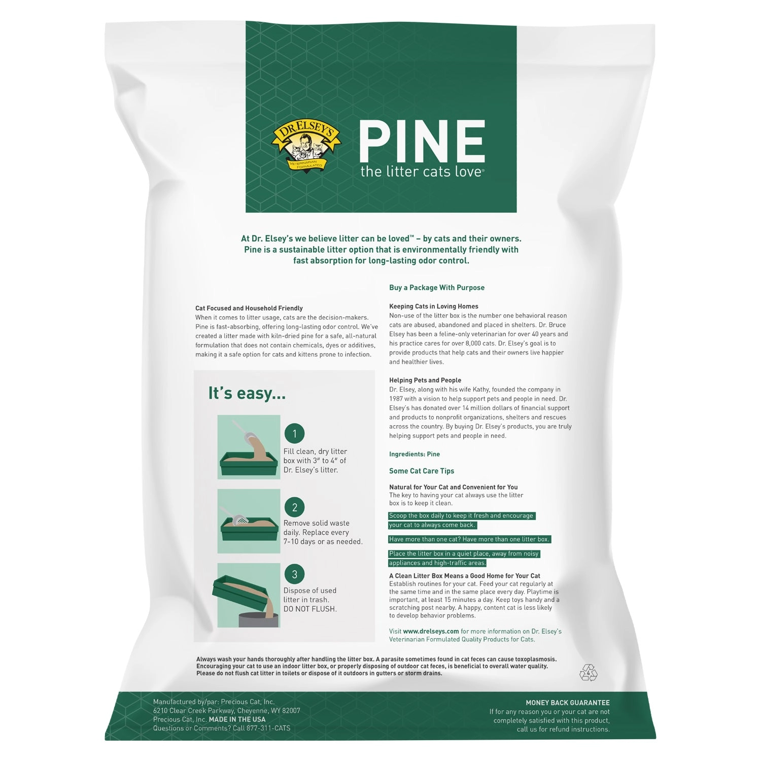 Dr. Elsey's® Pine All-Natural Kiln-Dried Cat Litter 40-lb. Bag