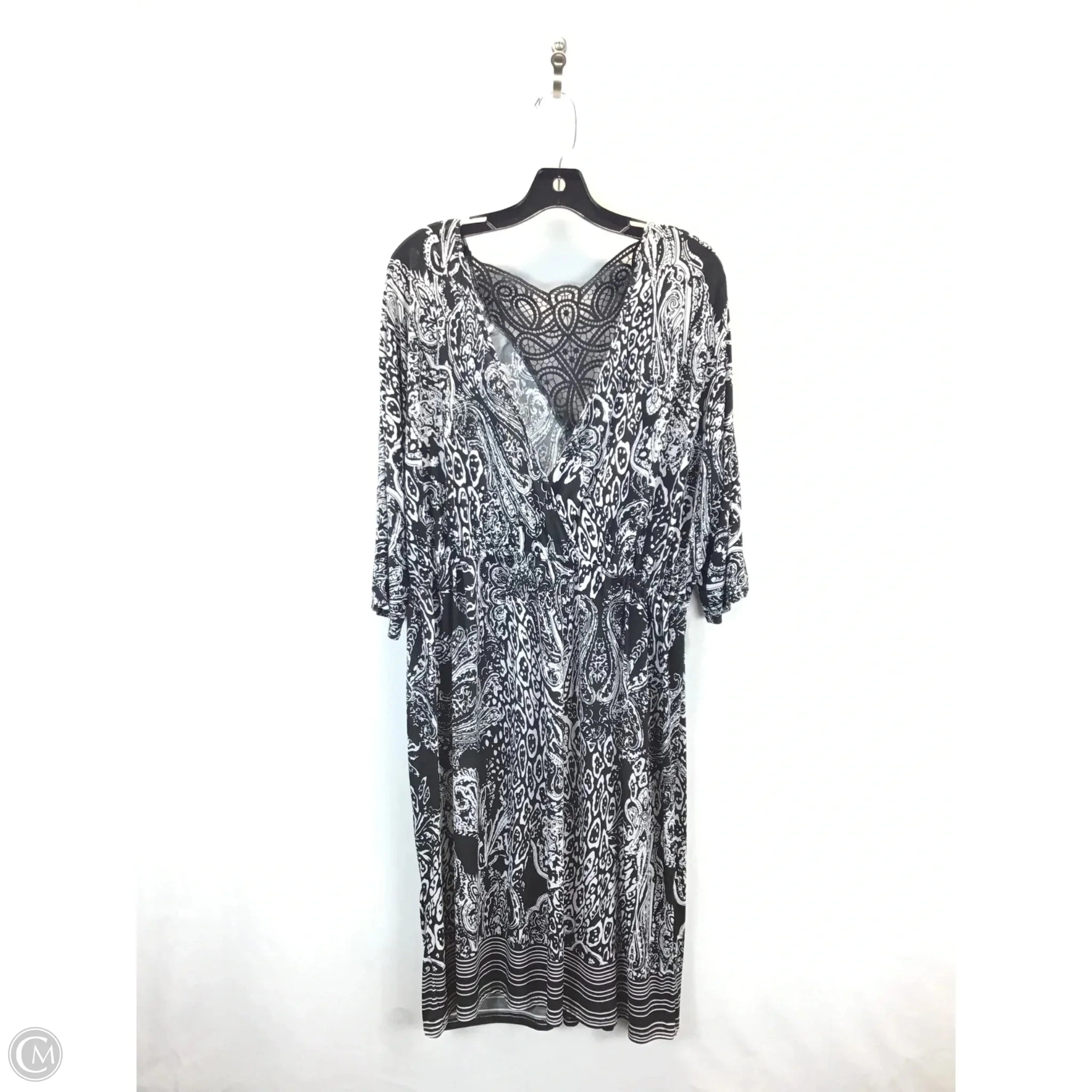 Dress Casual Midi By Mlle Gabrielle In Black & White, Size: 3x