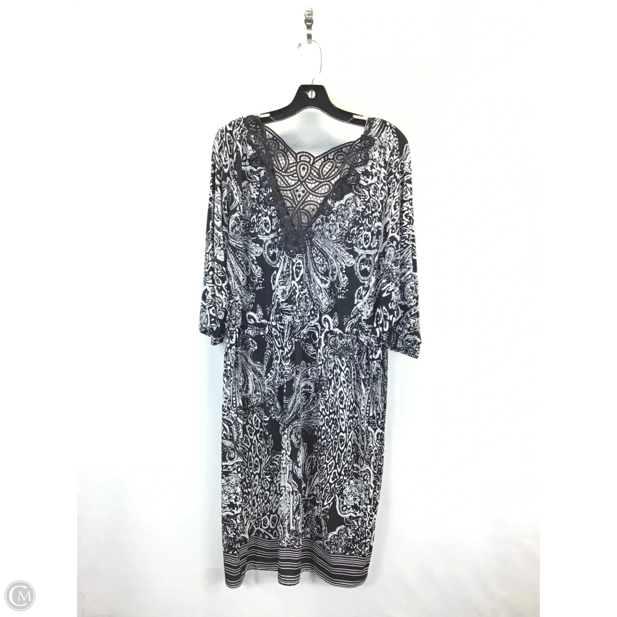 Dress Casual Midi By Mlle Gabrielle In Black & White, Size: 3x