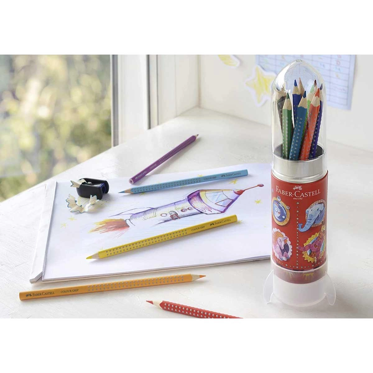 Faber-Castell 112457 Colour Grip Rocket Colour Pencils, 16 pieces (2 Pack)