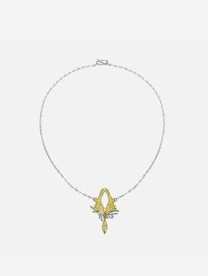 Fairtrade Yellow Gold Magpie Herkimer Necklace | 18ct