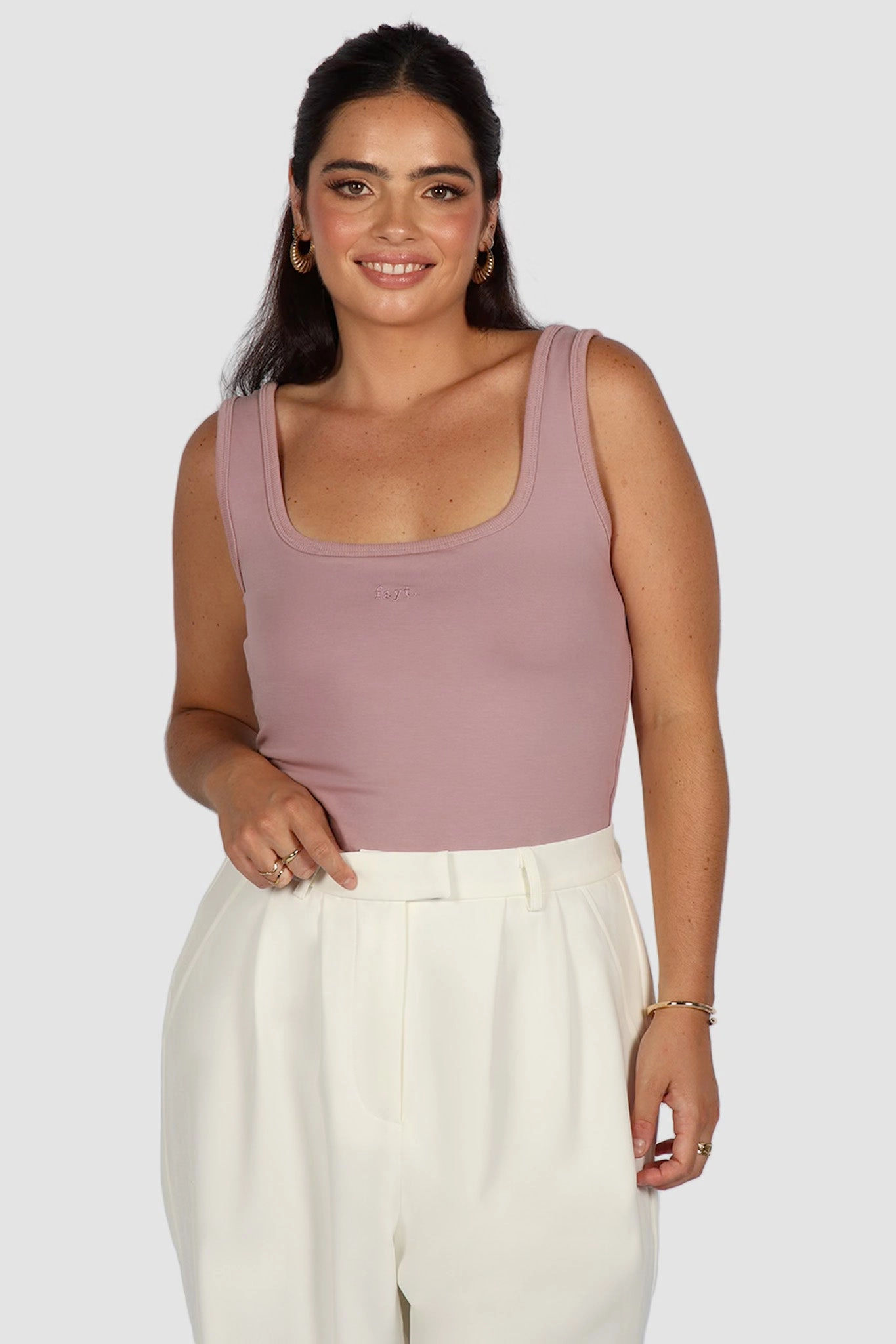 FAYT LOGO TANK DUSTY PINK