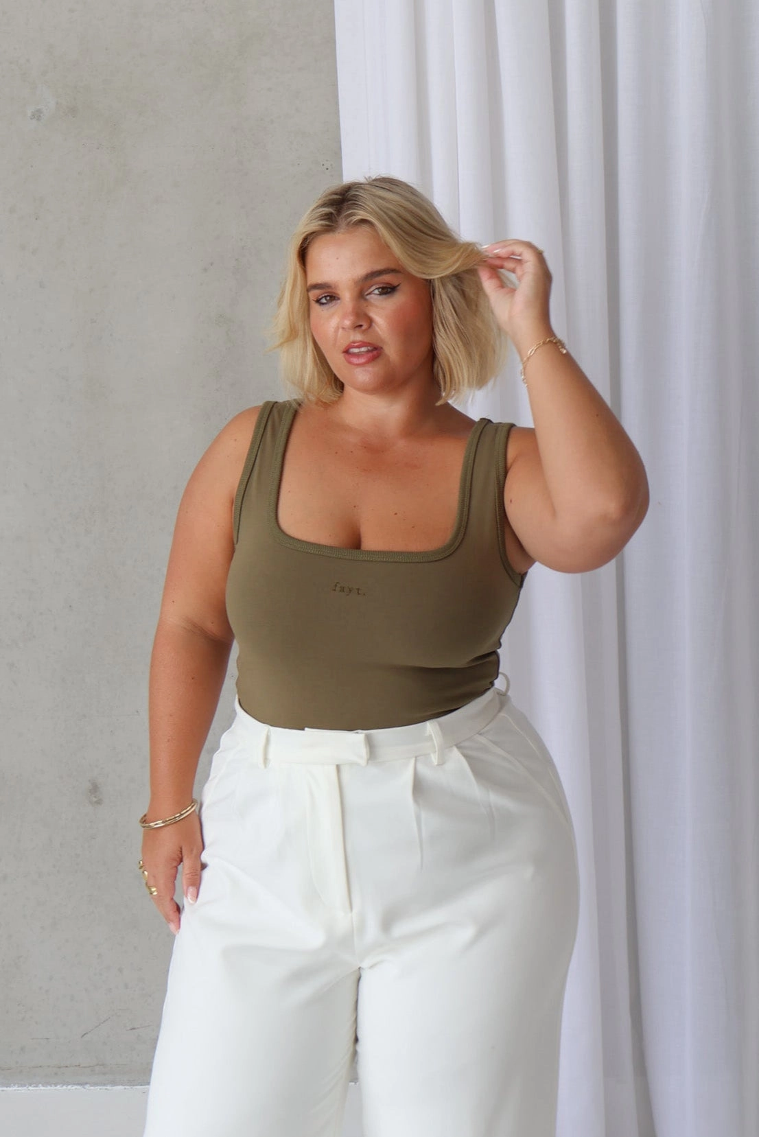 FAYT LOGO TANK OLIVE
