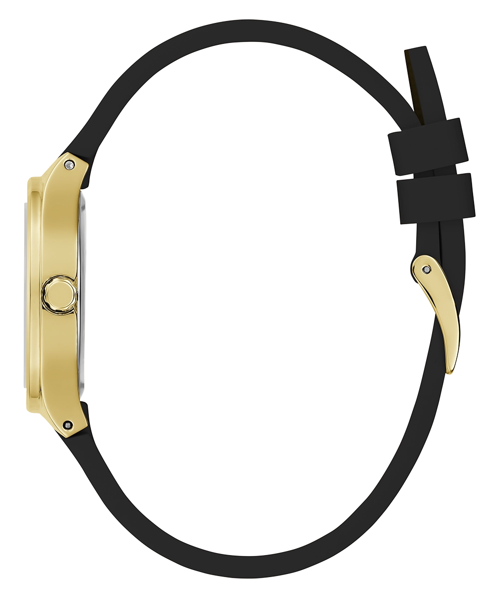 GUESS Ladies Black Gold Tone Analog Watch