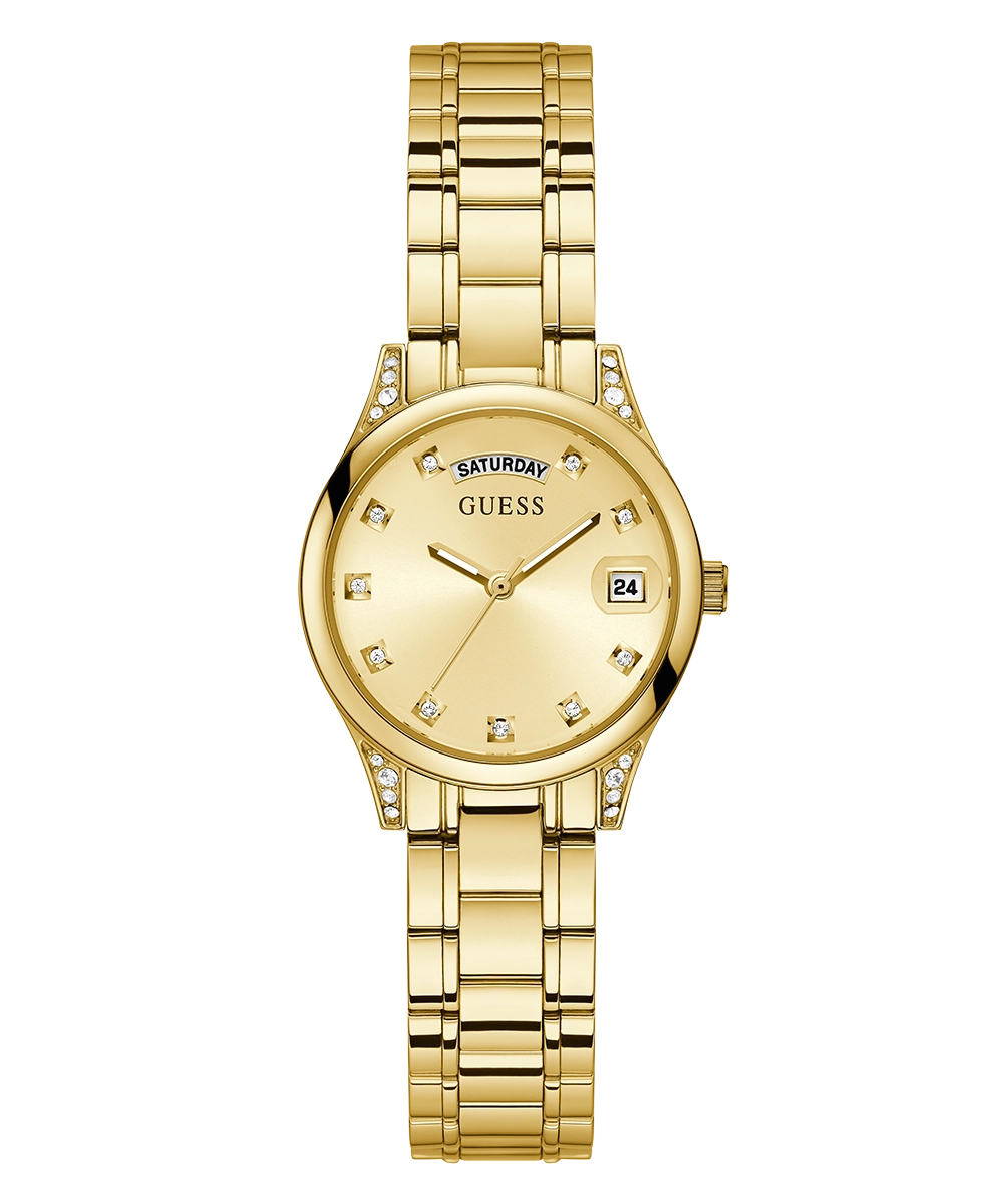 GUESS Ladies Gold Tone Day/Date Watch