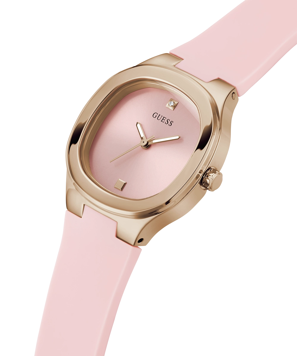 GUESS Ladies Pink Rose Gold Tone Analog Watch