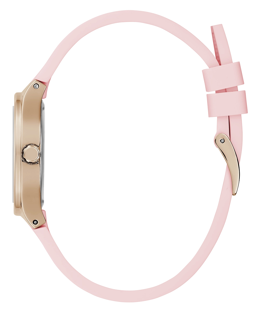 GUESS Ladies Pink Rose Gold Tone Analog Watch