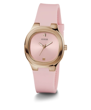 GUESS Ladies Pink Rose Gold Tone Analog Watch