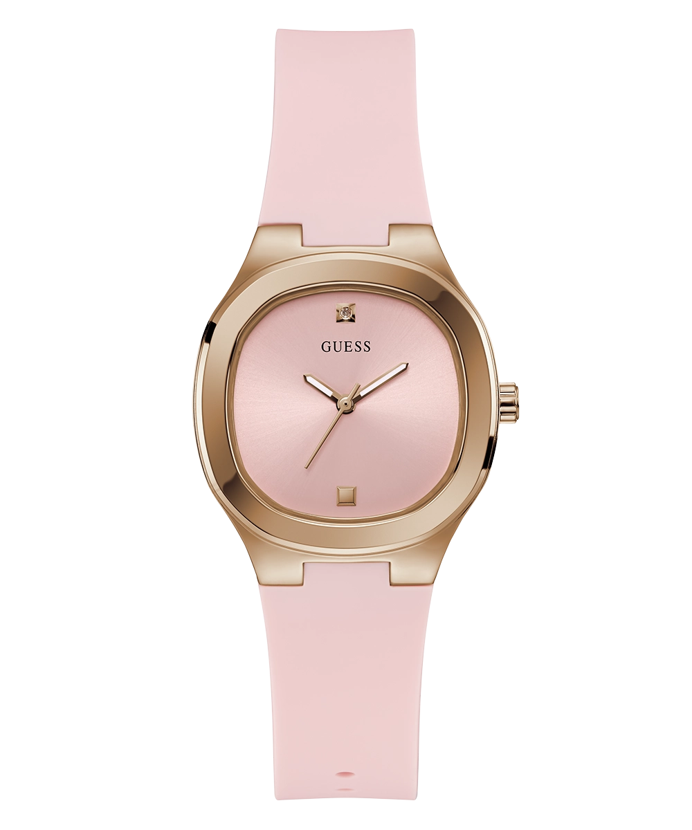 GUESS Ladies Pink Rose Gold Tone Analog Watch