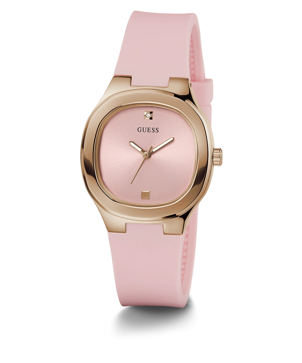 GUESS Ladies Pink Rose Gold Tone Analog Watch