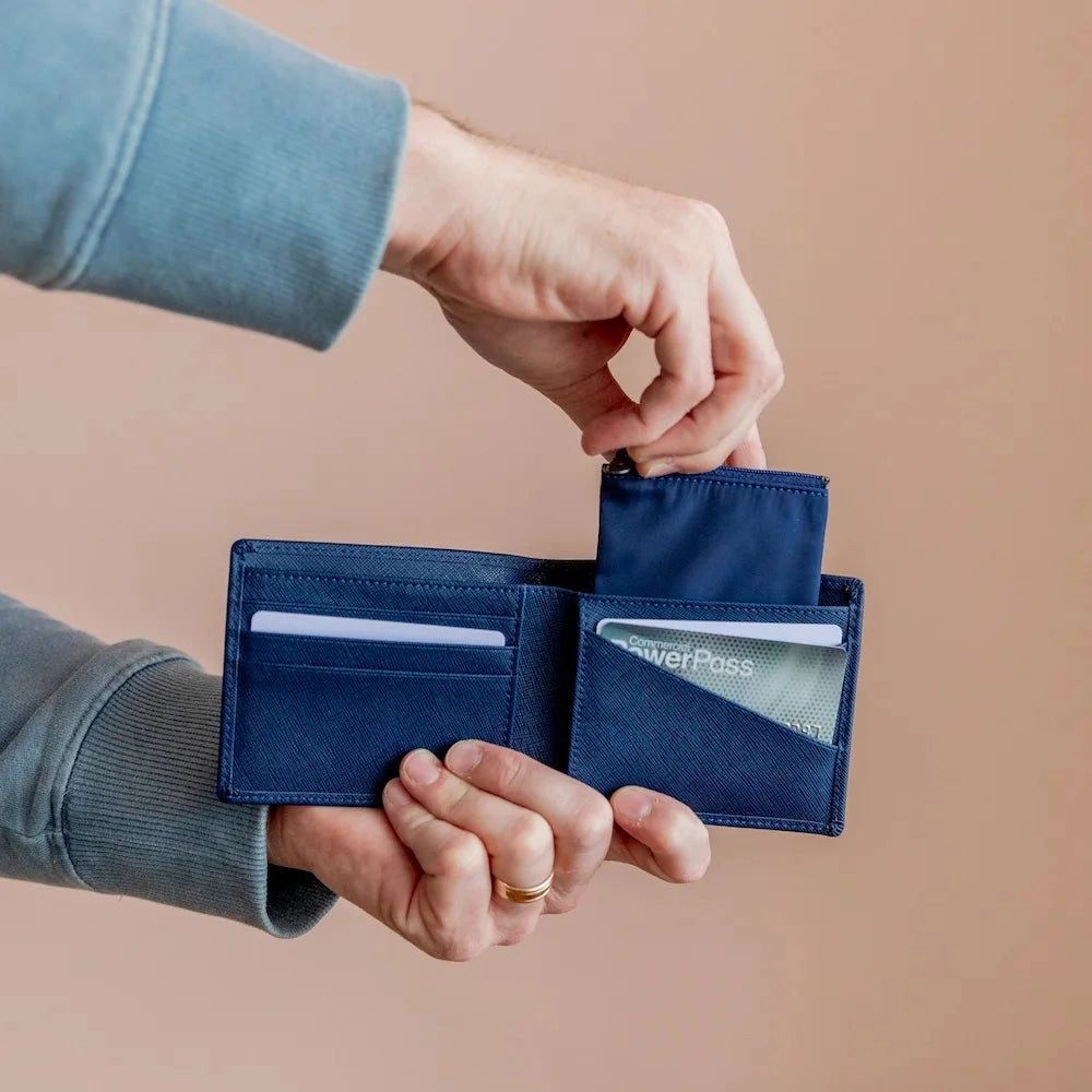 Leather Game Changer Men's Wallet -- Navy
