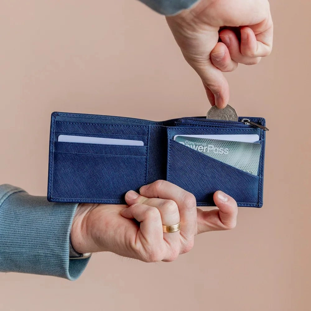 Leather Game Changer Men's Wallet -- Navy