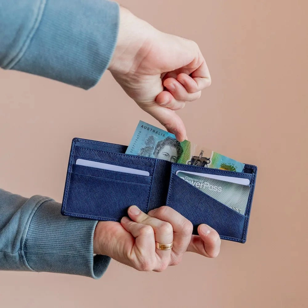 Leather Game Changer Men's Wallet -- Navy