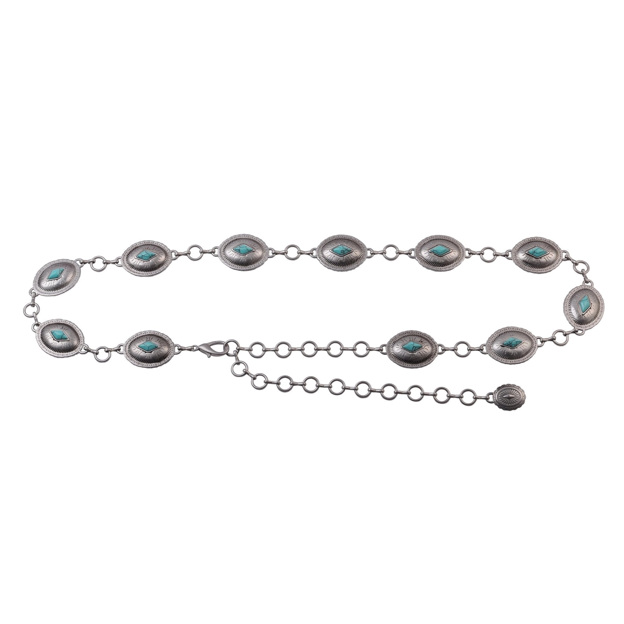 Mini Oval Turquoise Concho Chain Belt