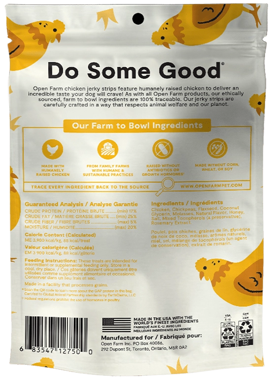 Open Farm Grain Free Jerky Strips Chicken Dog Treats