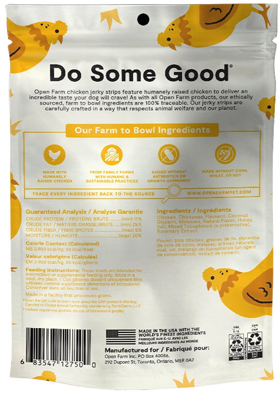 Open Farm Grain Free Jerky Strips Chicken Dog Treats
