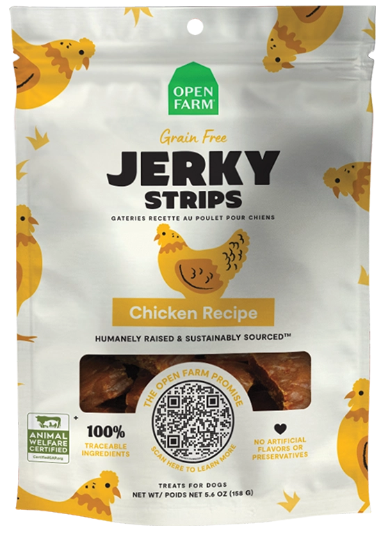 Open Farm Grain Free Jerky Strips Chicken Dog Treats