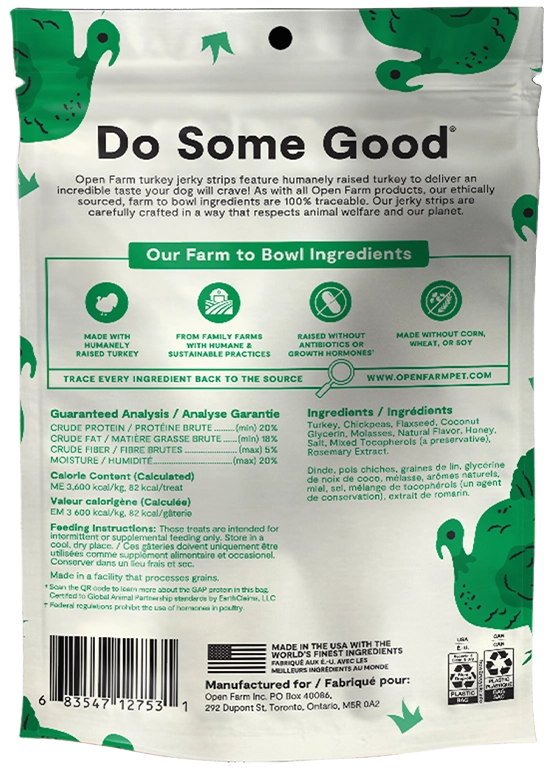 Open Farm Grain Free Jerky Strips Turkey Dog Treats
