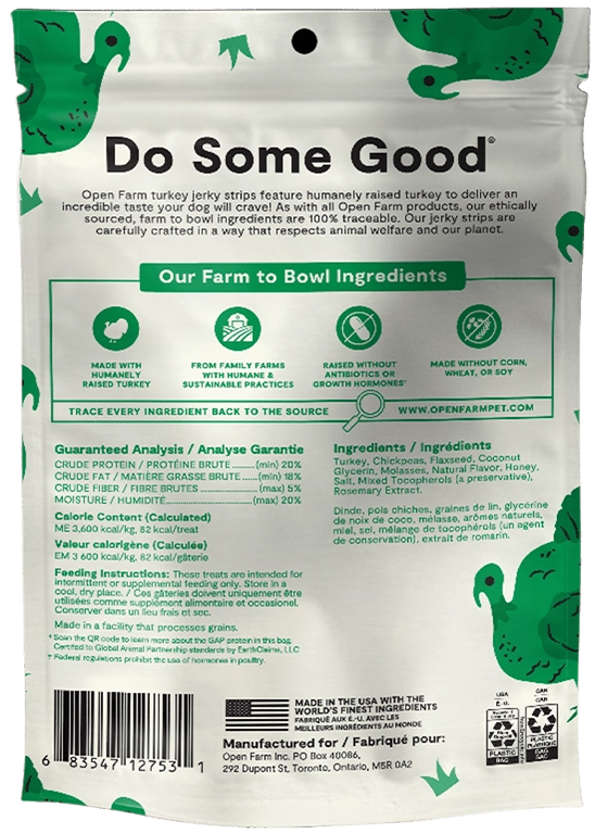 Open Farm Grain Free Jerky Strips Turkey Dog Treats