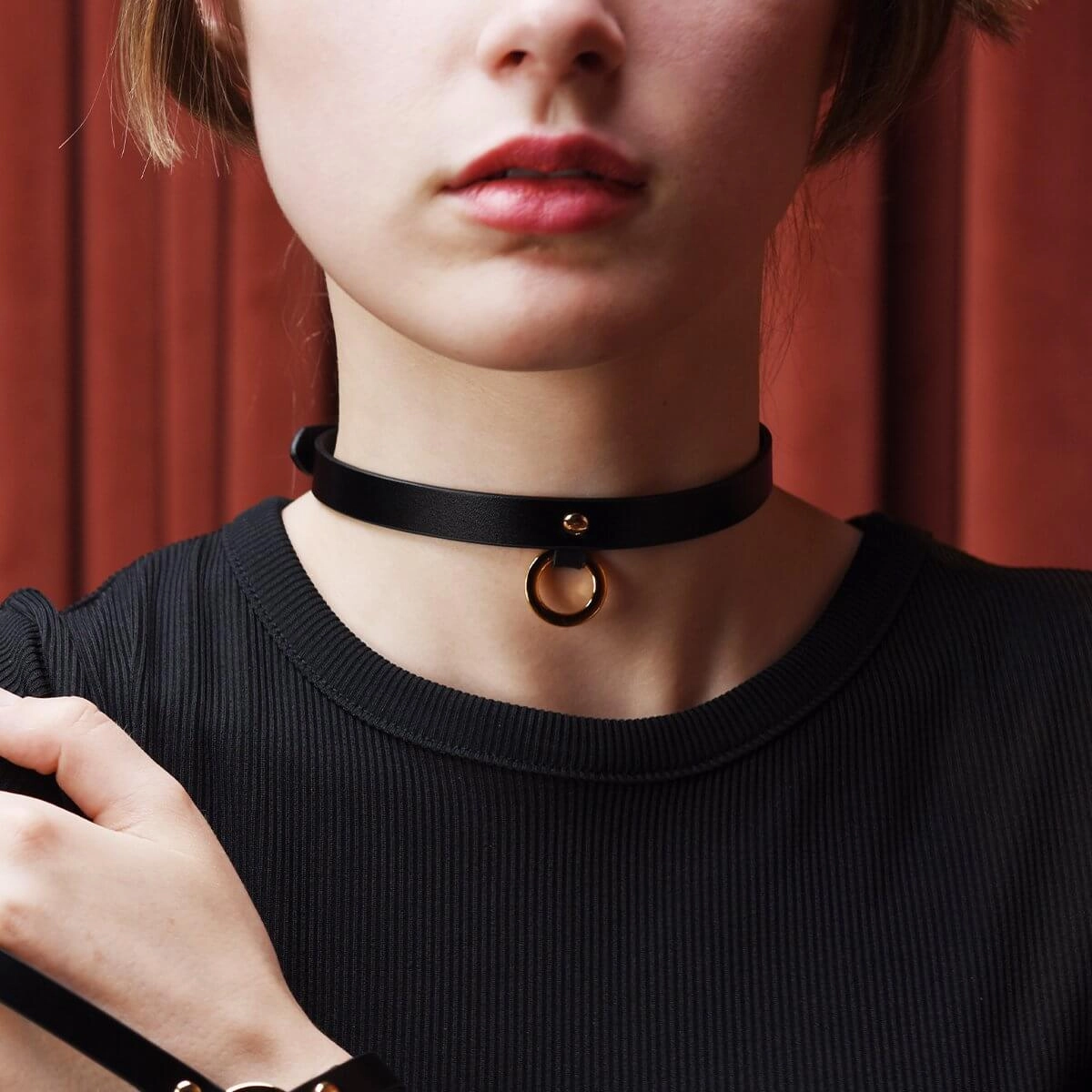 UPKO Luxury Italian Leather Thin Choker - Black