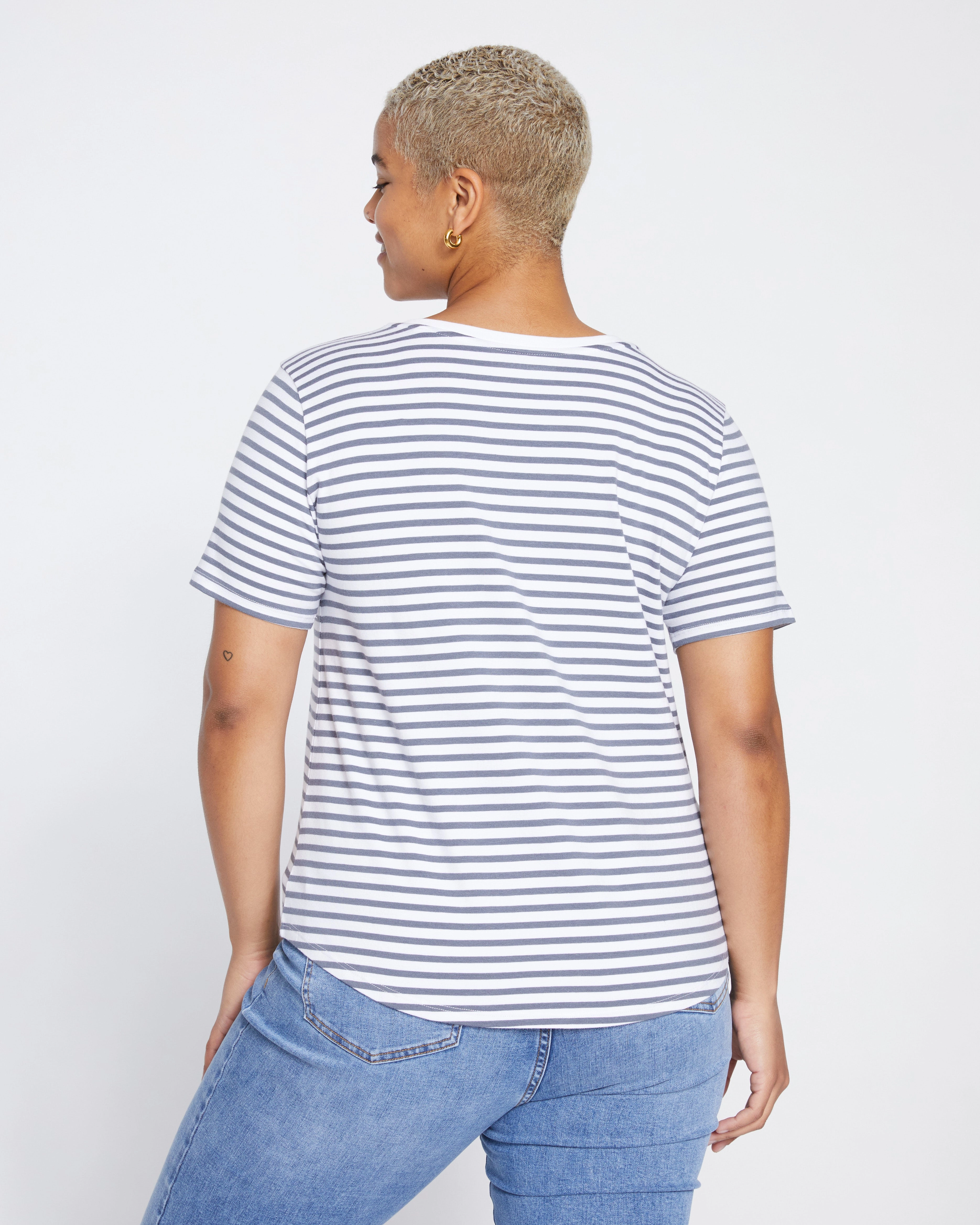V Rex - Linen White/Steel Blue Stripe
