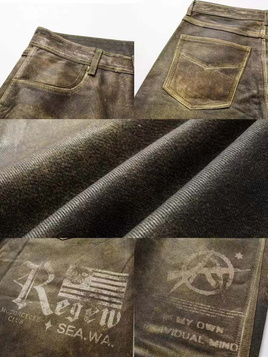 Waxed Faux Leather Jeans