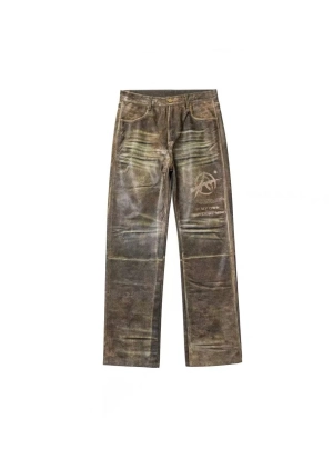Waxed Faux Leather Jeans
