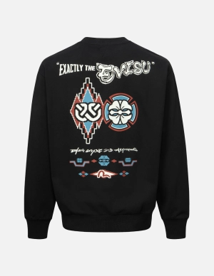 Wheel of Wisdom and Kamon Print Relax Fit Sweatshirt