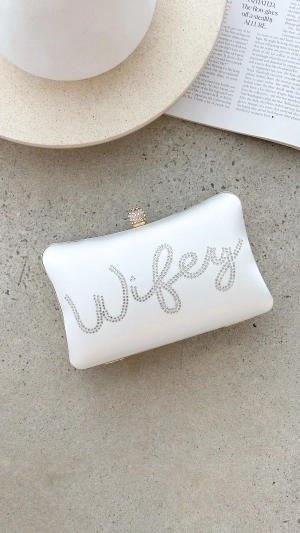 Wifey Satin Clutch - Gold
